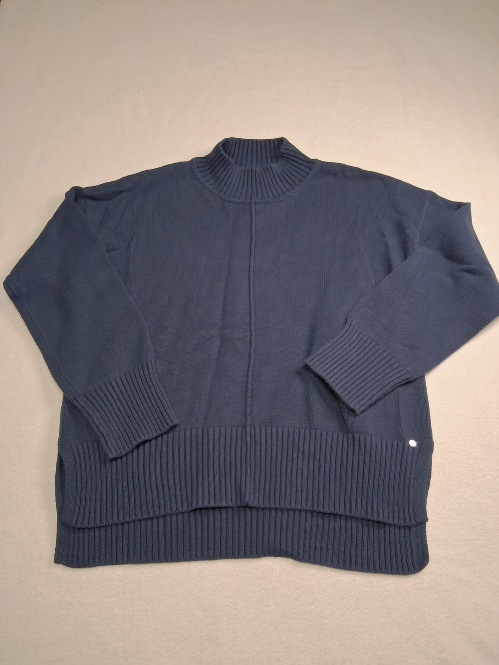 Orb Womens  Navy Turtleneck Rib-Knit Sweater
